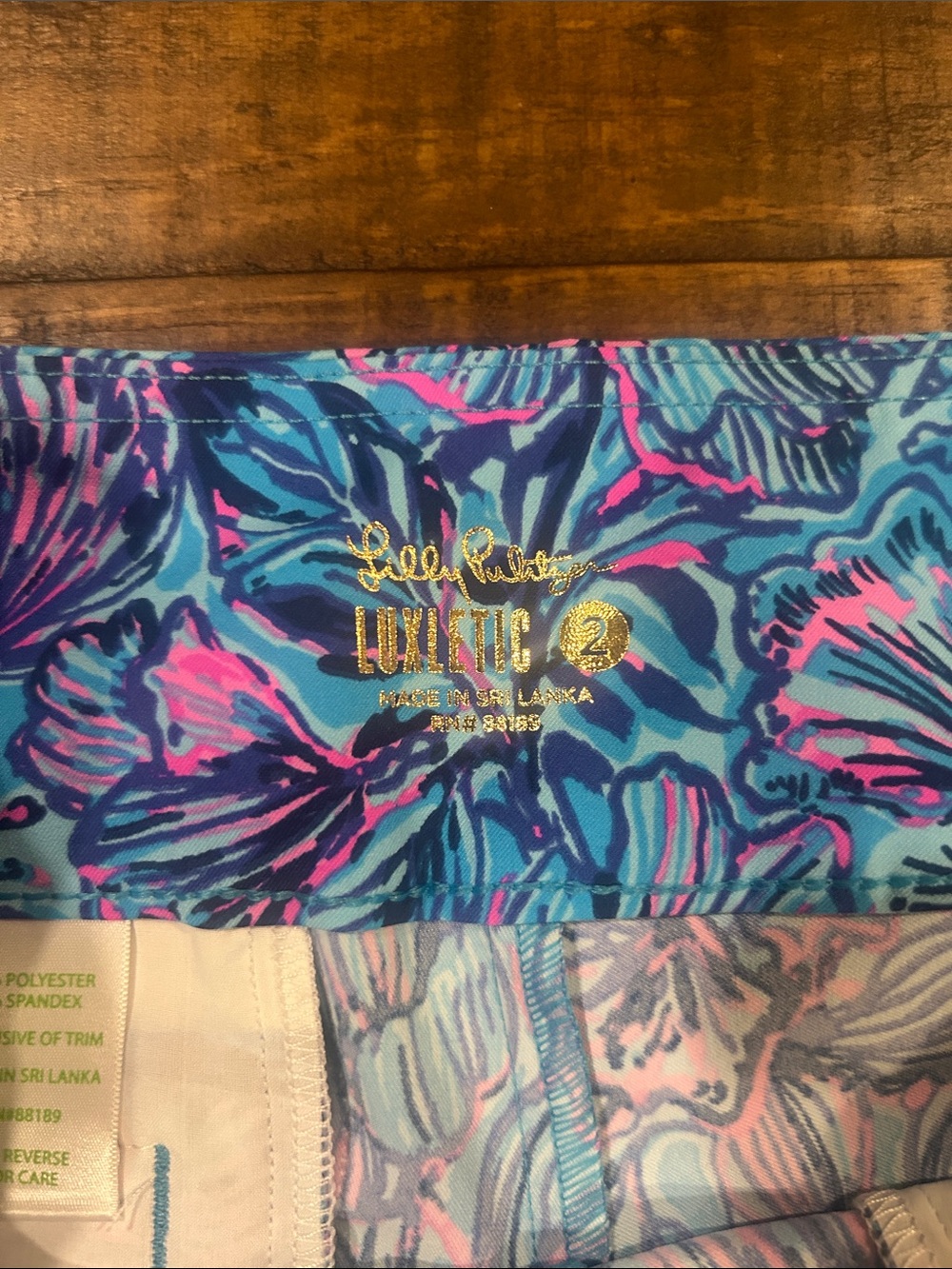NWT Lilly Pulitzer Luxletic Turquoise, Pink & Purple Floral Bermuda Reid Shorts - Picture 3 of 8